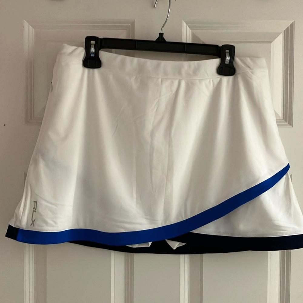 RLX Ralph Lauren White Women's Tennis Skort with Blue Trim